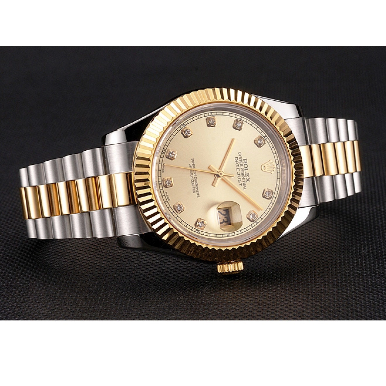 Aaa replica watch Dial Bracelet Bezel And Stainless Gold Swiss Datejust Case Tone Rolex Two Steel 0621